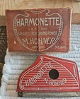 Vintage M  Hohner Harmonette Germany Wood Harmonica W Original Box Harp Shape M