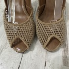Donna Karan Collection Carved Wood Heels Stretch Mesh Peep Toe 41 Us 10 5  Heel