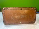 Vtg Doctor Hand Bag Hand Boarded Grain Leather   Locking Brass 18x10x11   No Key