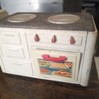 Set Of Vintage Metal Tin Small Childs Play Toy Stove Oven Made In Germany 6 5x4