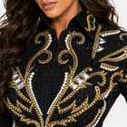 Black Western Show Jacket Horsemanship Showmanship Glass Stone Stretched Fabric