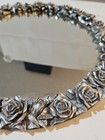 Vintage Silvertone Floral Vanity Mirror Tray Makeup Perfume Display 13 5  W