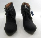 New Black 2 5 high Wedge Heel Lace Toe Ankle Boots Women Size 8 5