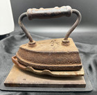 Antique Simplex Cast Iron Sad Iron W Original Trivet Stand 10lb Primitive Laundr