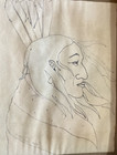 Original Gaylon Young Native American Folk Pencil Art Signed 1998 9 x6 75 