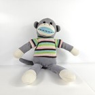 Dan Dee Sock Monkey Plush Stuffed Animal 16  Gray Sweater Soft Toy Doll Gift