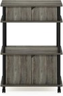 Kitchen Storage Cart With Cabinet And Lockable Wheels  French Oak Grey black