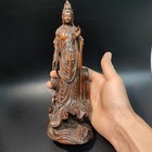 Chinese Carved Wood Buddha Statue Vintage Wooden Quan Kwan Yin Statue Carvings