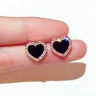 2ct Lab Created Black Diamond Halo Beautiful Stud Earrings 14k Rose Gold Finish