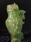 Vintage Chinese Hand Carved Translucent Jade Tree  Urn Vase