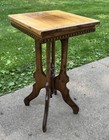 Antique Victorian Eastlake Solid Wood Plant Stand Pedestal Parlor Table Walnut 