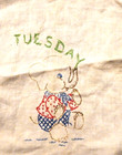 1950s Handmade Hand Embroidered Baby  Bibs Baby Elephant Animal Homemade 1950