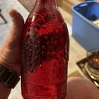 Vintage Red Glass Am Wine Cork Bottle Decanter Grape Leaves 