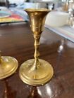 Vintage Set Of 2 4       Solid Brass Candlesticks - Made In India