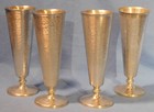 4 Vintage Silver Tone Hammered Aluminum Tapered Vases  Mcm Mid Century Modern