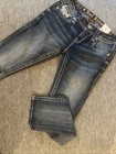 Nwt Women   s Rock Revival Betty Straight Jean Size 27 Cj217 Rhinestones