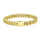 Thick Men s Cuban Link Chain Bracelet - 18k Gold black Metal Plated Stainless St