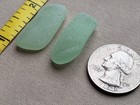 Genuine Beach Sea Glass Surf Tumbled Seafoam Light Green Foam Two Pendants V05