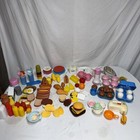 Huge Vtg 80   s And 90s Lot Fisher Price Play Kitchen Pretend Dishes   Food Vg -jp