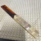 Vintage Folding Pocket Hair Comb Tortoiseshell Brown W  Mother-of-pearl Handle
