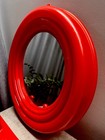 Vintage Mid-century Soviet Red Mirror Plastic Frame Space Age Furniture