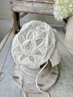 French Antique Bonnet Tulle White Lace Needlework Embroidered Embroidery Coiffe