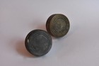 Art Deco Pair Cast Brass Bronze Drum Door Knobs Circle Tower Antique