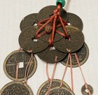 Rare 1950s Chinese Coin Token Wind Chime Feng Shui Buddha Qwan Yin Charm Art X