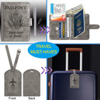 Passport Holder With Luggage Tag Cover Wallet Rfid Blocking Leather Case Travel 