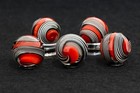 Bryan Trillas Glass Marbles black   White Swirl With Red Crushed Opal 0 7-0 85in