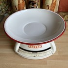 Vintage Salter No 54 Red   White Enamel Kitchen Scales With Bowl