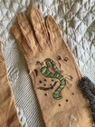 Early 18th C Hand Embroidered Leather Gloves W Metallic Loop Fringe Edging