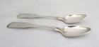 2 Antique Butler Bement Signed Coin Silver Tea Spoons   Mono  H  O   1784 - 1869
