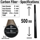  1  Carbon Fiber Tube - 8mm X 6mm X 500mm