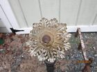Vintage Xtra Large Cast Iron Firedogs andirons W brass Medallions 27  H X 27  D
