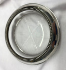 Vintage Frank M  Whiting   Co  Sterling Silver Over Glass Ash Tray coaster 4 