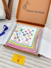 Louis Vuitton Scarf Square Shawl 100  Authentic Classic Logo Silk White Colorful