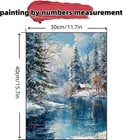Paint By Numbers Kit For Adults Beginner  Winter Lake Snow Forest Easy Paint 