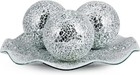 Centerpiece Bowl And Balls Set  Mosaic Tray With 3 Pieces Spheres  12  Decora   