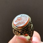 Rare Ancient Greek Ring Goddess Artemis Engraved Orange Stone Artifact Authentic