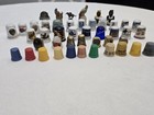 Collectible Vintage Sewing Thimble Lot - Mixed Porcelain Metal Plastic