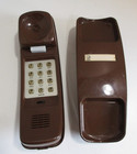 At t Brown Trimline Phone Desk Top Telephone Push Button Works See Video No Cord