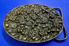 Floral Theme Plants 3d Flowers Vintage 1971 Belt Buckle By Bergamot Brass Works