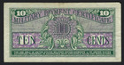 Series 611 Vietnam Era Military Payment Certificate - 10 Cents -  Very Fine
