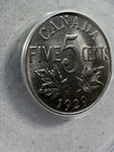 1929 Canada 5 Cents Graded Au 55 By Anacs