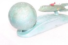 Vintage Strato Rocket Spaceship Mechanical Cast Metal Coin Bank