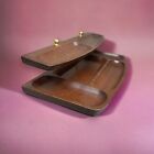 Vintage Mcm Wooden Two-tiered Desk vanity Tray     Multiple Compartments Organizer