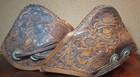 Vintage Hand Tooled Leather Eagle Bill Tapaderos Stirrups Cowboy Western Tack