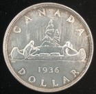 1936 Canada One Dollar  1  800 Fine Silver King George V -looks Unc  Nice 