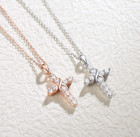 White Gold Plated 925 Sterling Silver High Polished Infinity Cross Pendant With 
